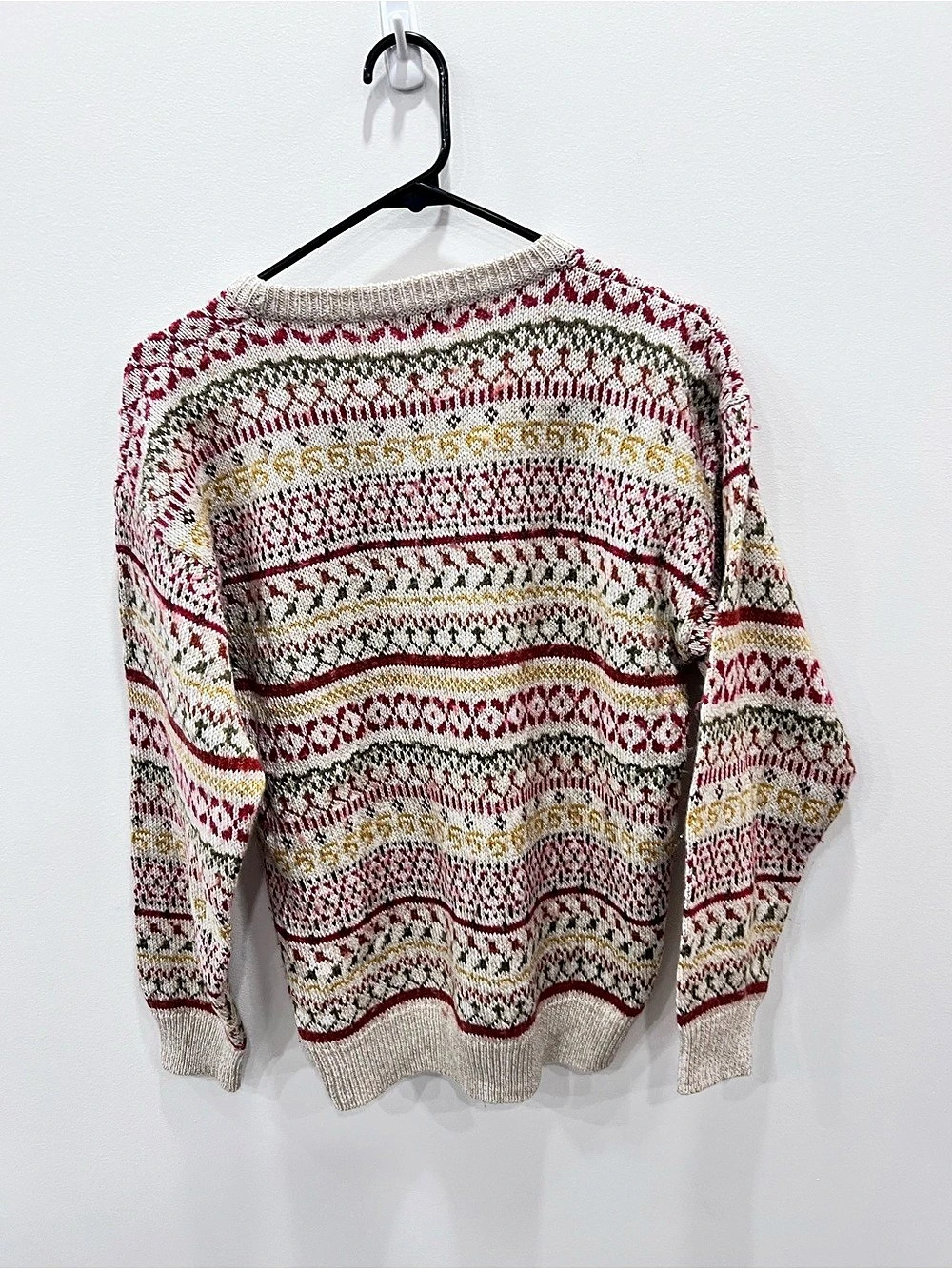 KIZ Collection Fair Isle Nordic Knit Sweater Burgundy Olive Cottagecore - Picture 6 of 8